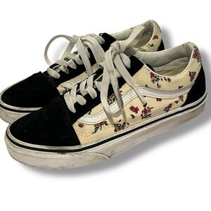 Vans Old Skool Ditsy Floral Black/Multicolor Girl's Skate Shoes - Size 4